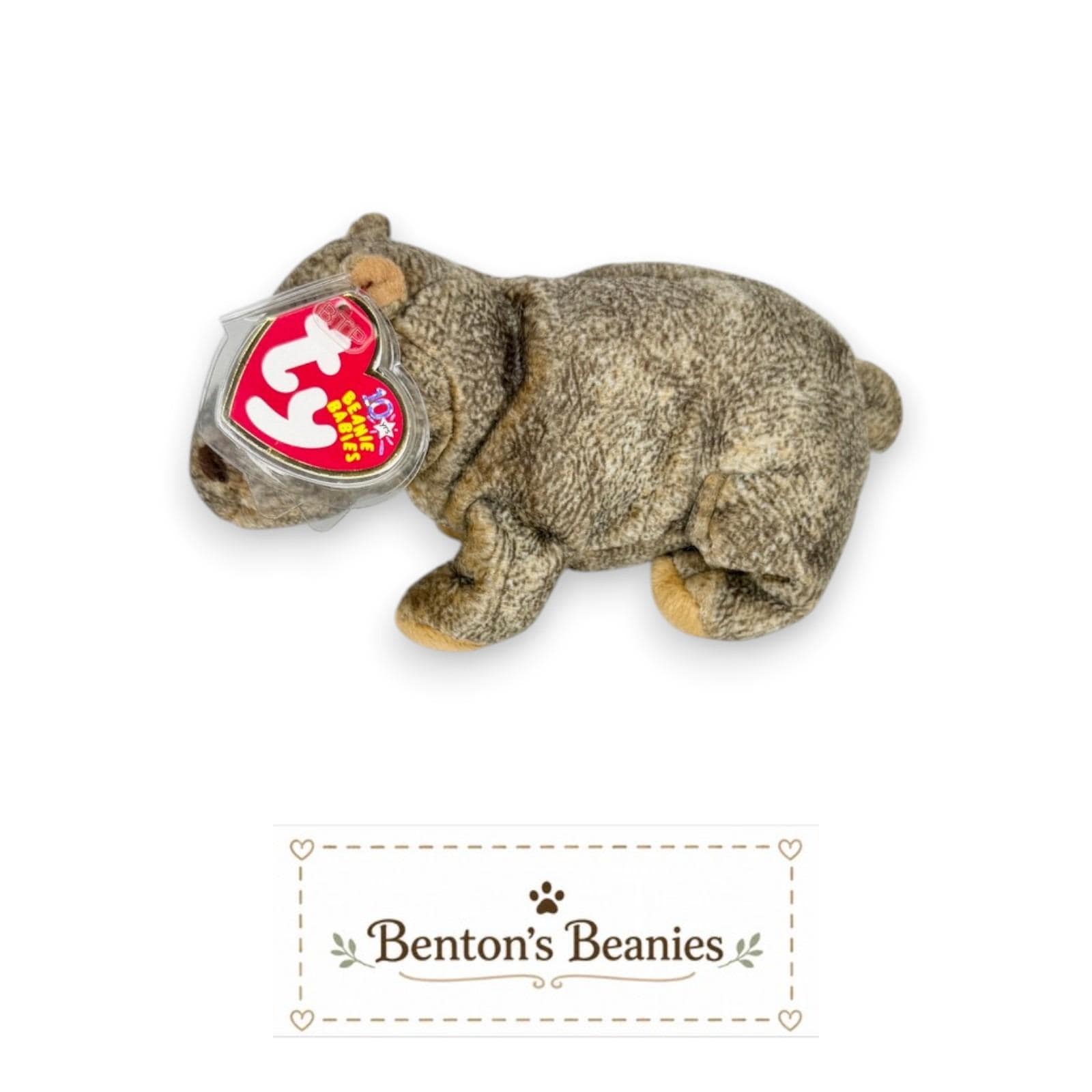 Tubbo the Hippo Ty Beanie Baby | Riverbank Lounger | Mint Heart Tag