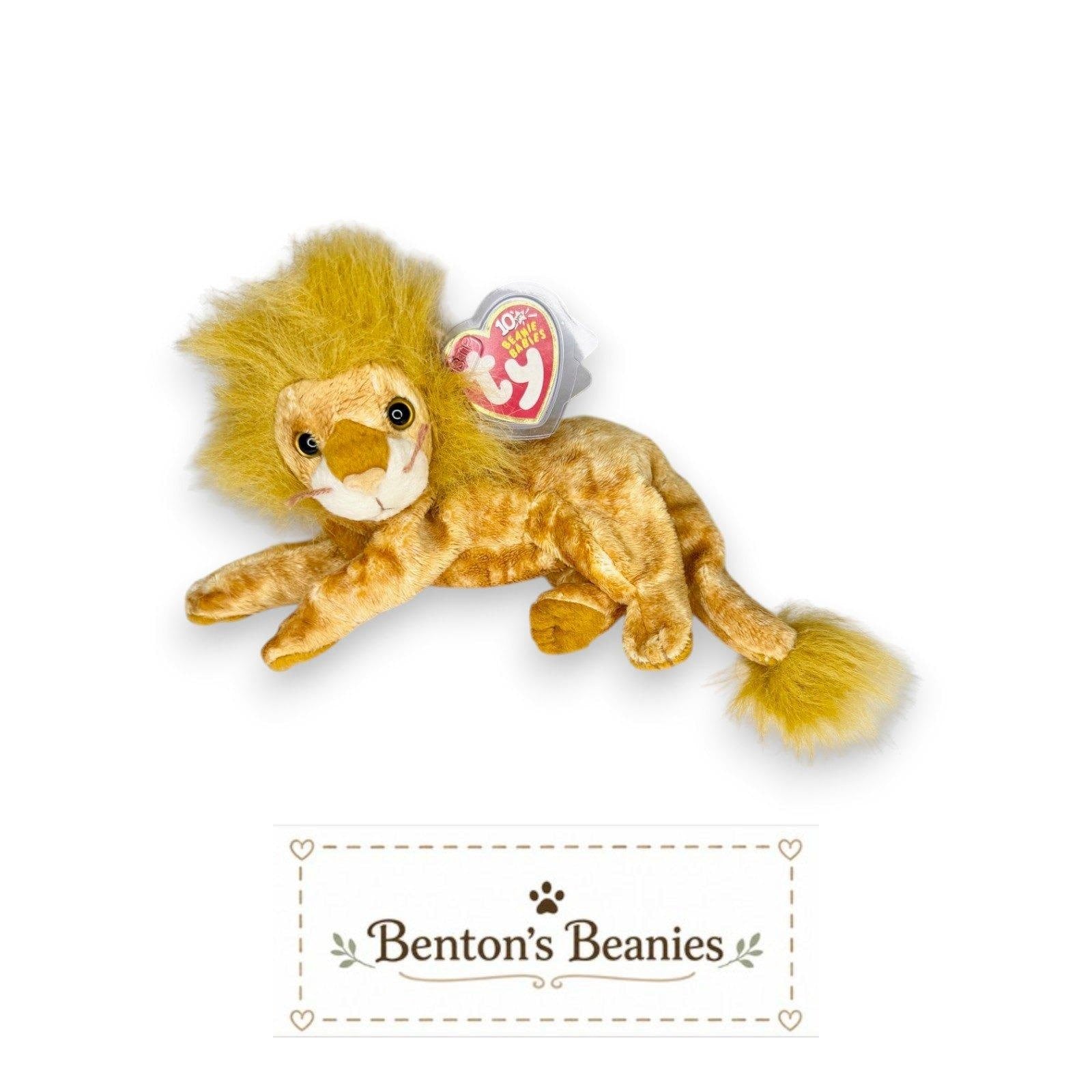Orion the Lion Ty Beanie Baby | Sunset Sentinel | Mint Heart Tag