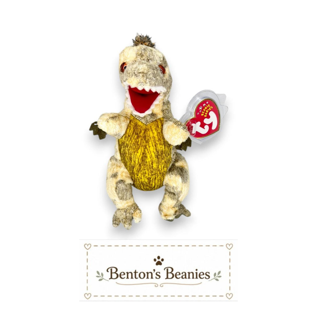 Toothy the T-Rex Ty Beanie Baby | Prehistoric Smiler | Mint Heart Tag