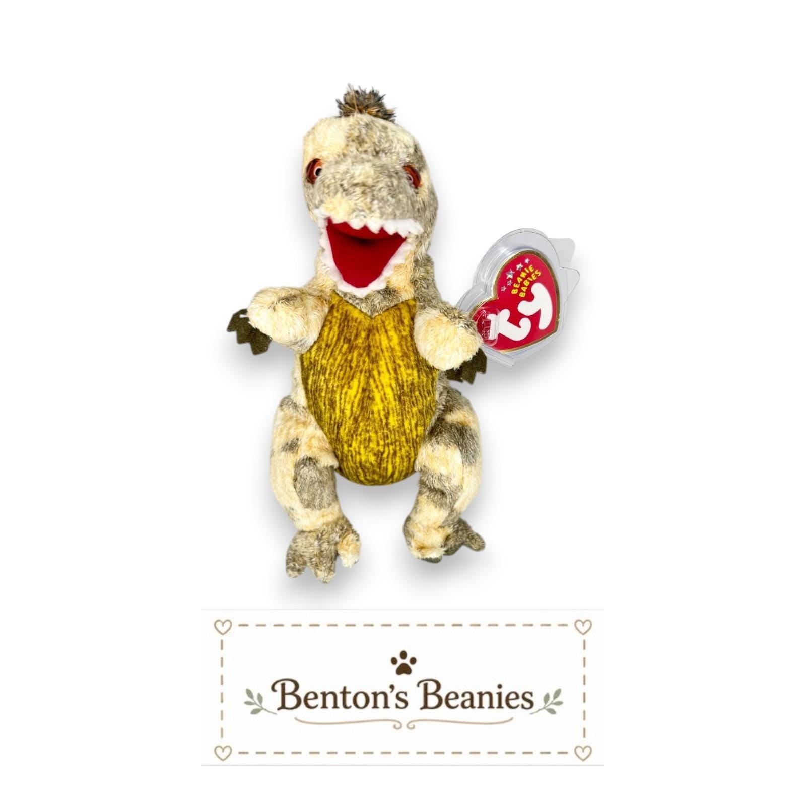 Toothy the T-Rex Ty Beanie Baby | Prehistoric Smiler | Mint Heart Tag