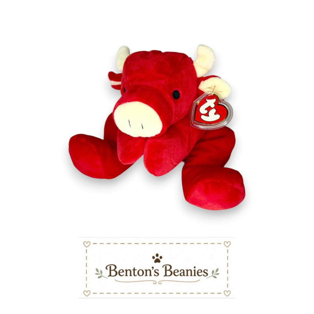 Red the Bull TY Pillow Pal | Barnyard Buddy | Mint Heart Tag