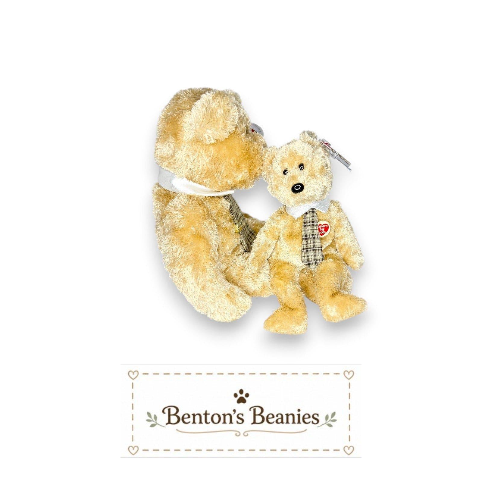 Dad-e the Bear Beanie Baby & Beanie Buddy | Classic Dad | Mint Heart Tags