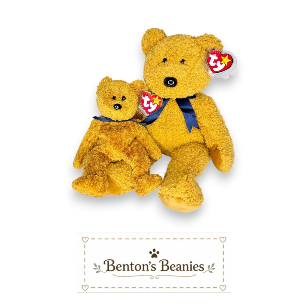 Fuzz the Bear Beanie Baby & Beanie Buddy | Cozy Classic | Mint Heart Tags