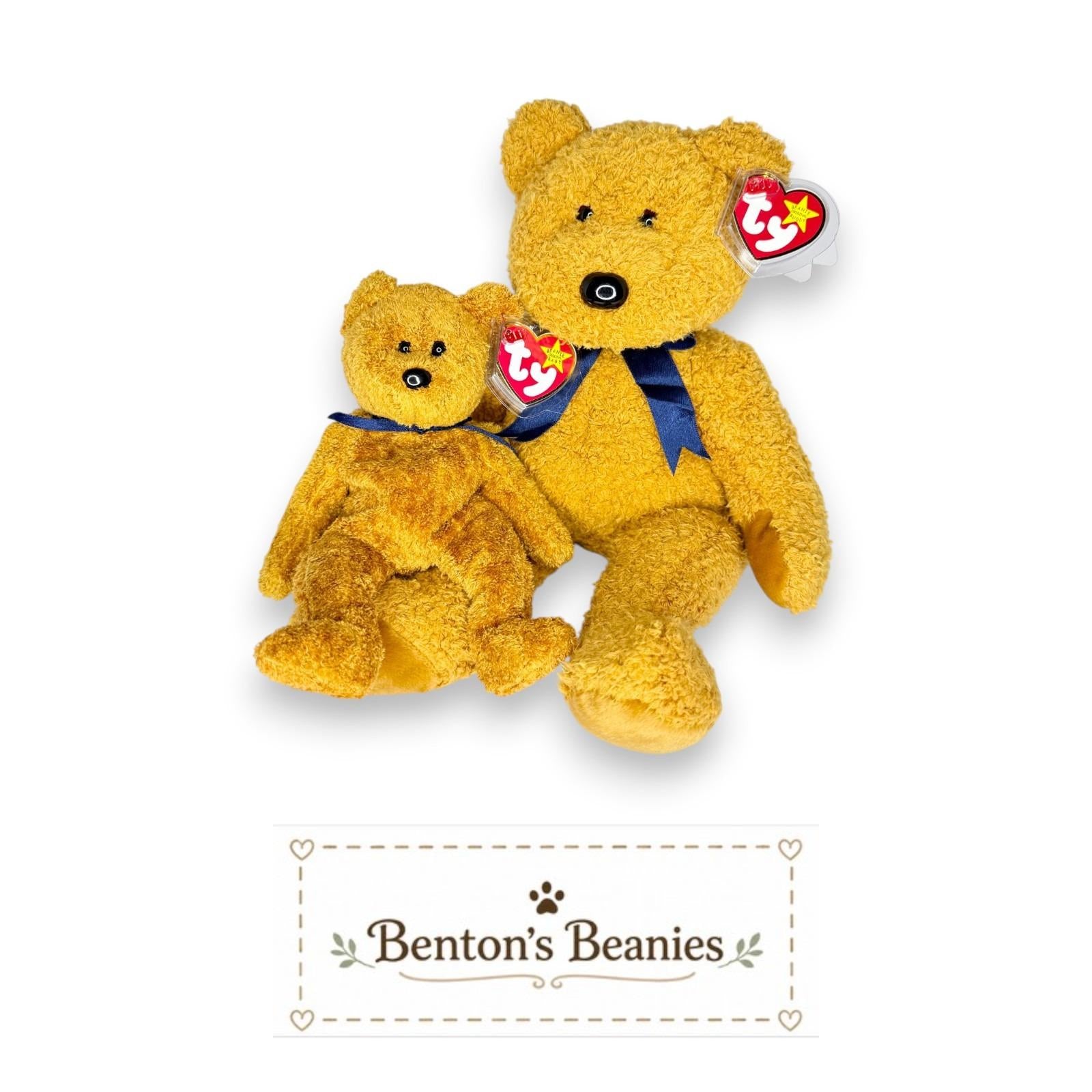 Fuzz the Bear Beanie Baby & Beanie Buddy | Cozy Classic | Mint Heart Tags