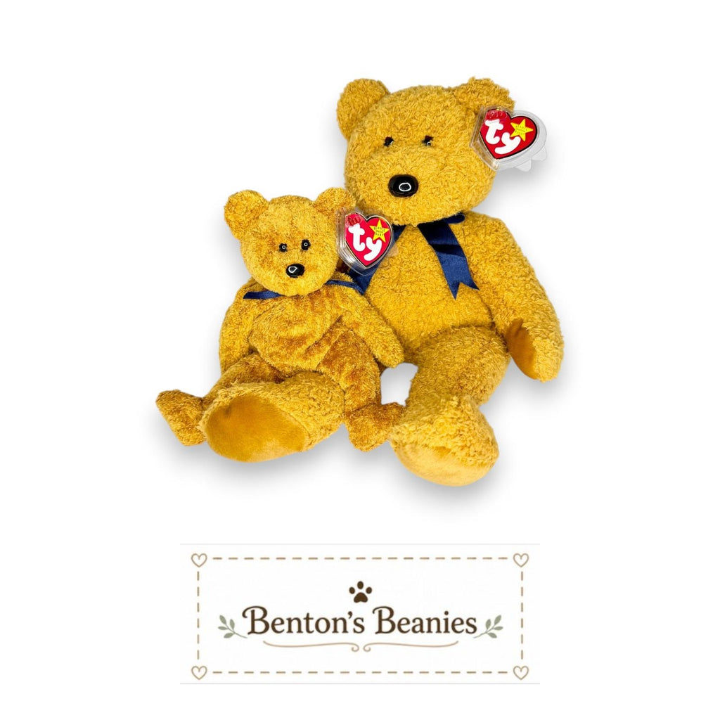 Fuzz the Bear Beanie Baby & Beanie Buddy | Cozy Classic | Mint Heart Tags