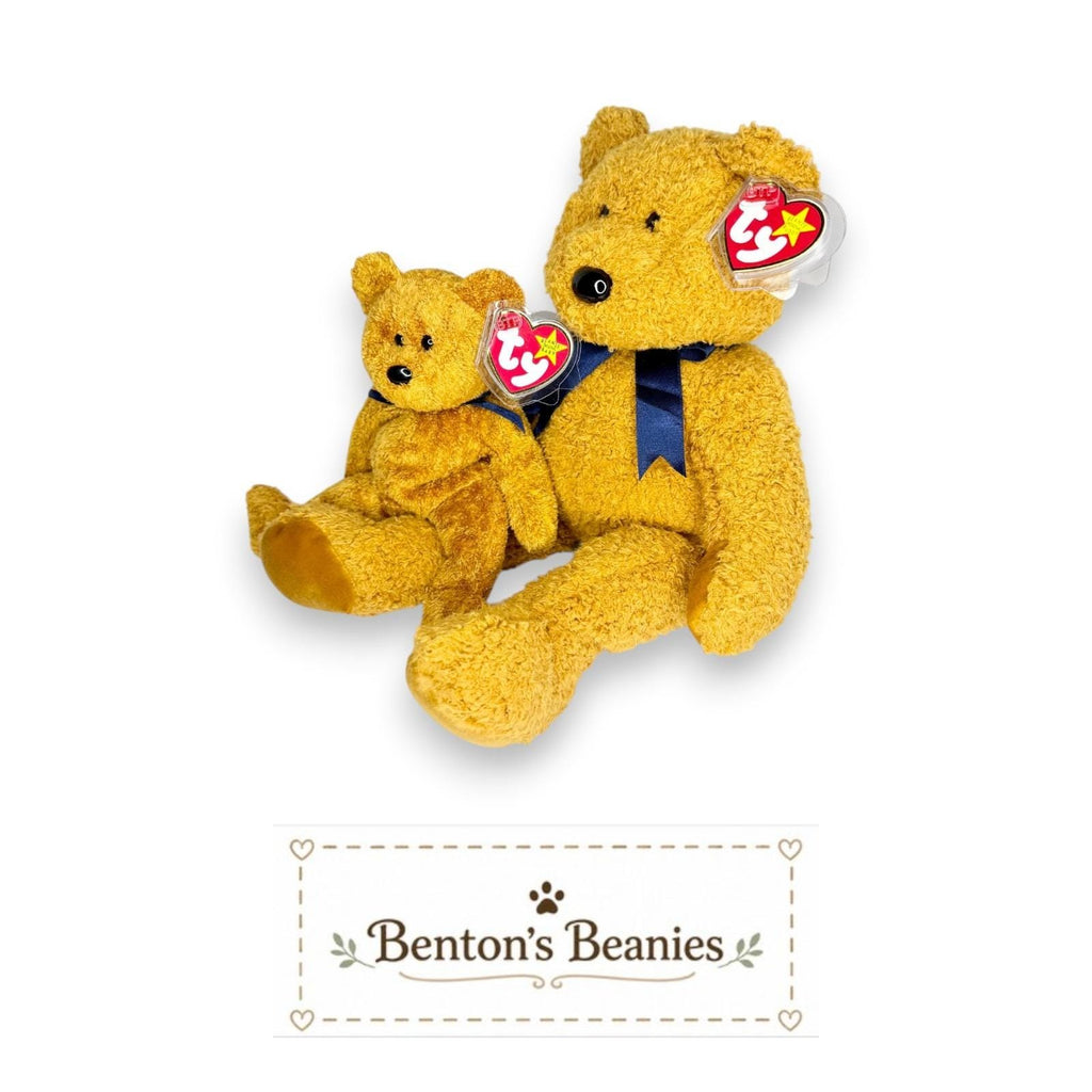 Fuzz the Bear Beanie Baby & Beanie Buddy | Cozy Classic | Mint Heart Tags