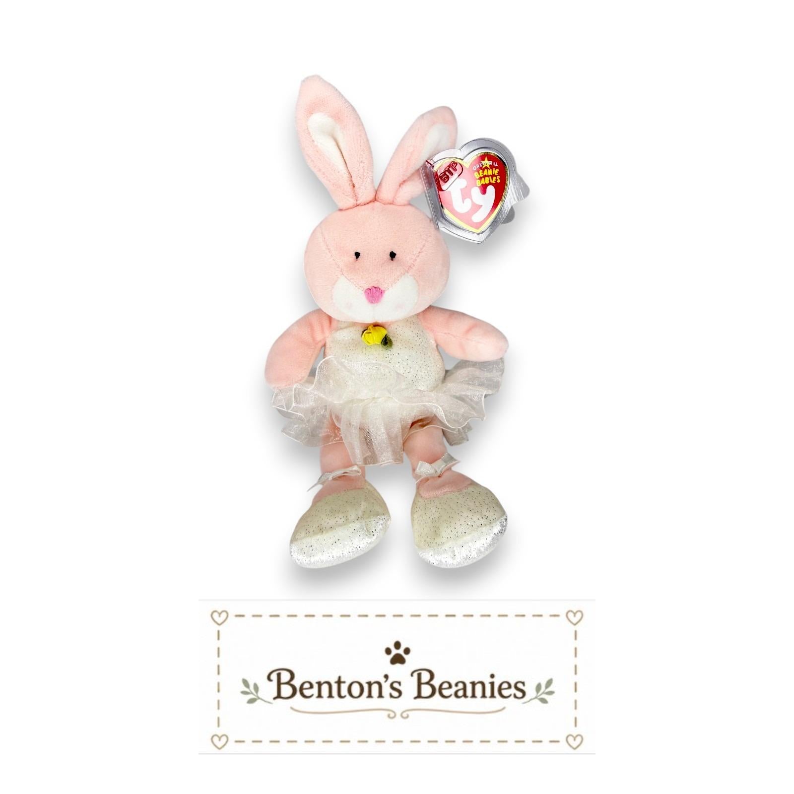 Pique the Bunny Ty Beanie Baby | Ballet Bunny | Mint Heart Tag
