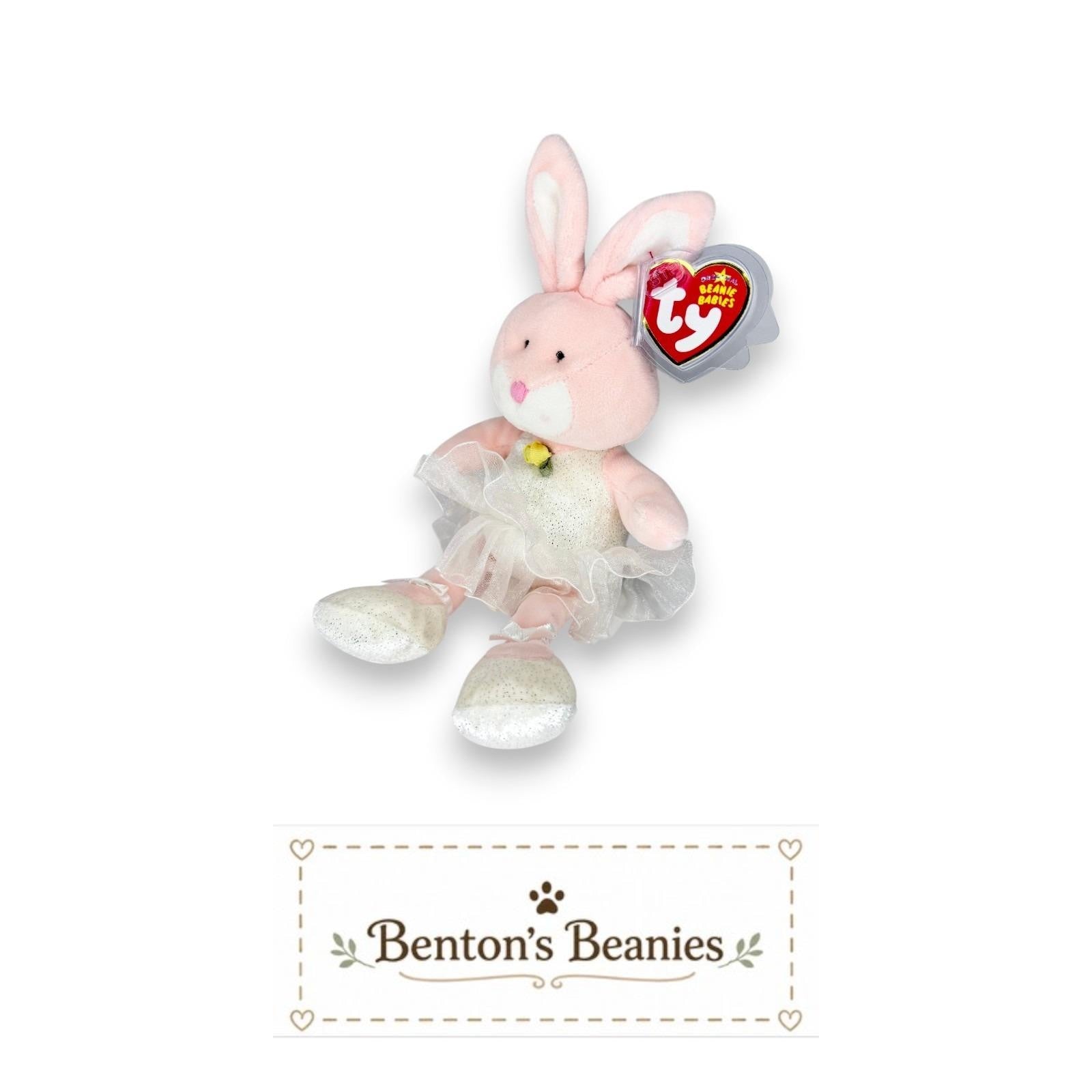 Pique the Bunny Ty Beanie Baby | Ballet Bunny | Mint Heart Tag