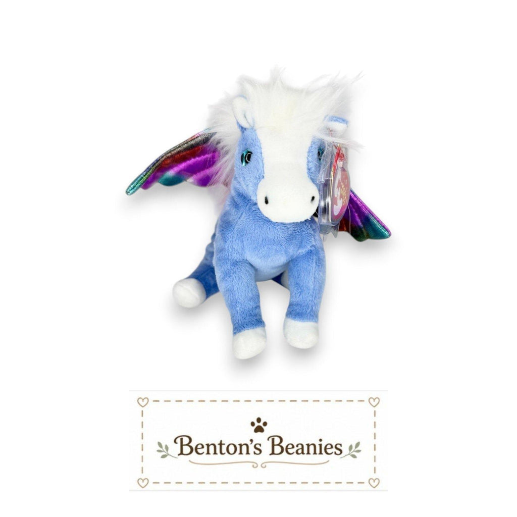 Pegasus the Winged Horse Ty Beanie Baby | Rainbow SkyRider | Mint Heart Tag