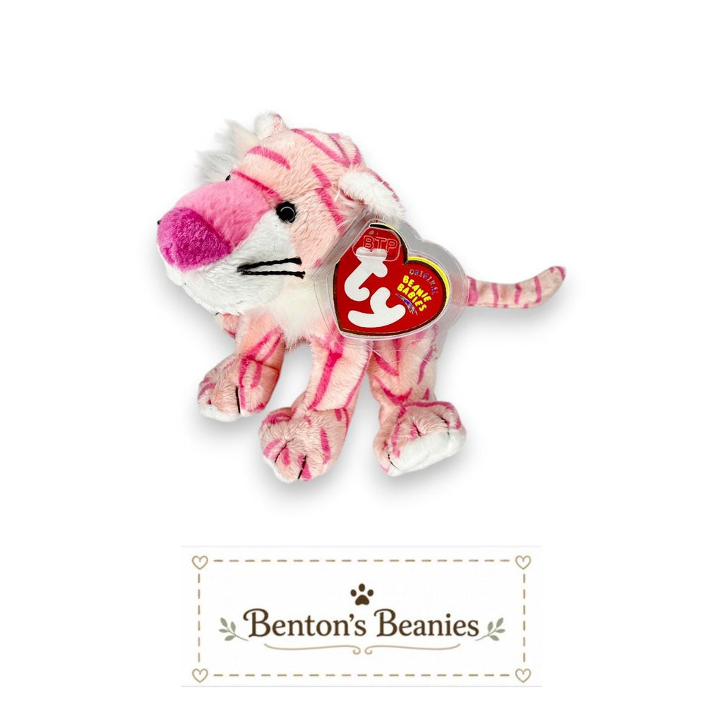Mystique the Tiger Ty Beanie Baby | Pink Jungle Gem | Near Mint Heart Tag