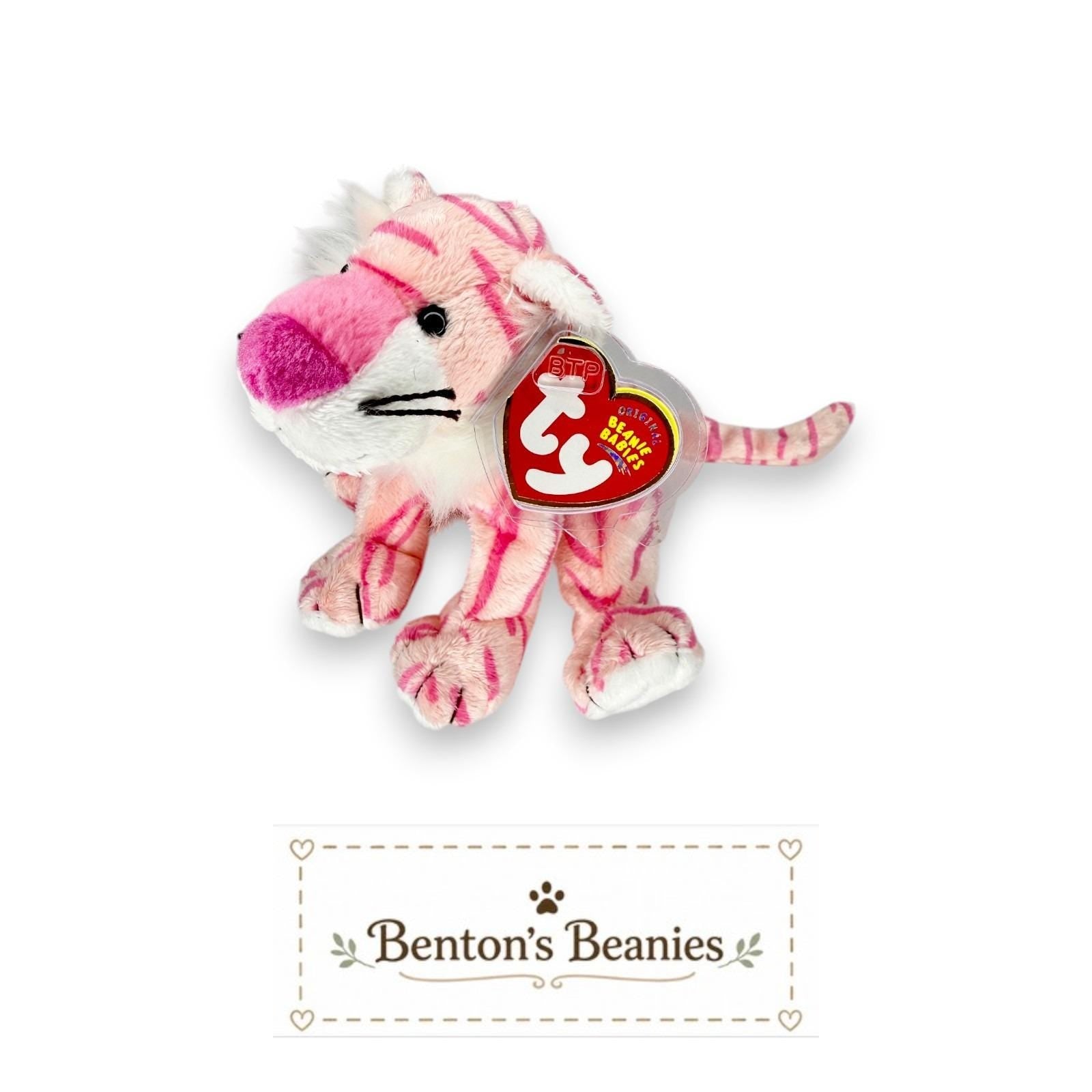 Mystique the Tiger Ty Beanie Baby | Pink Jungle Gem | Near Mint Heart Tag