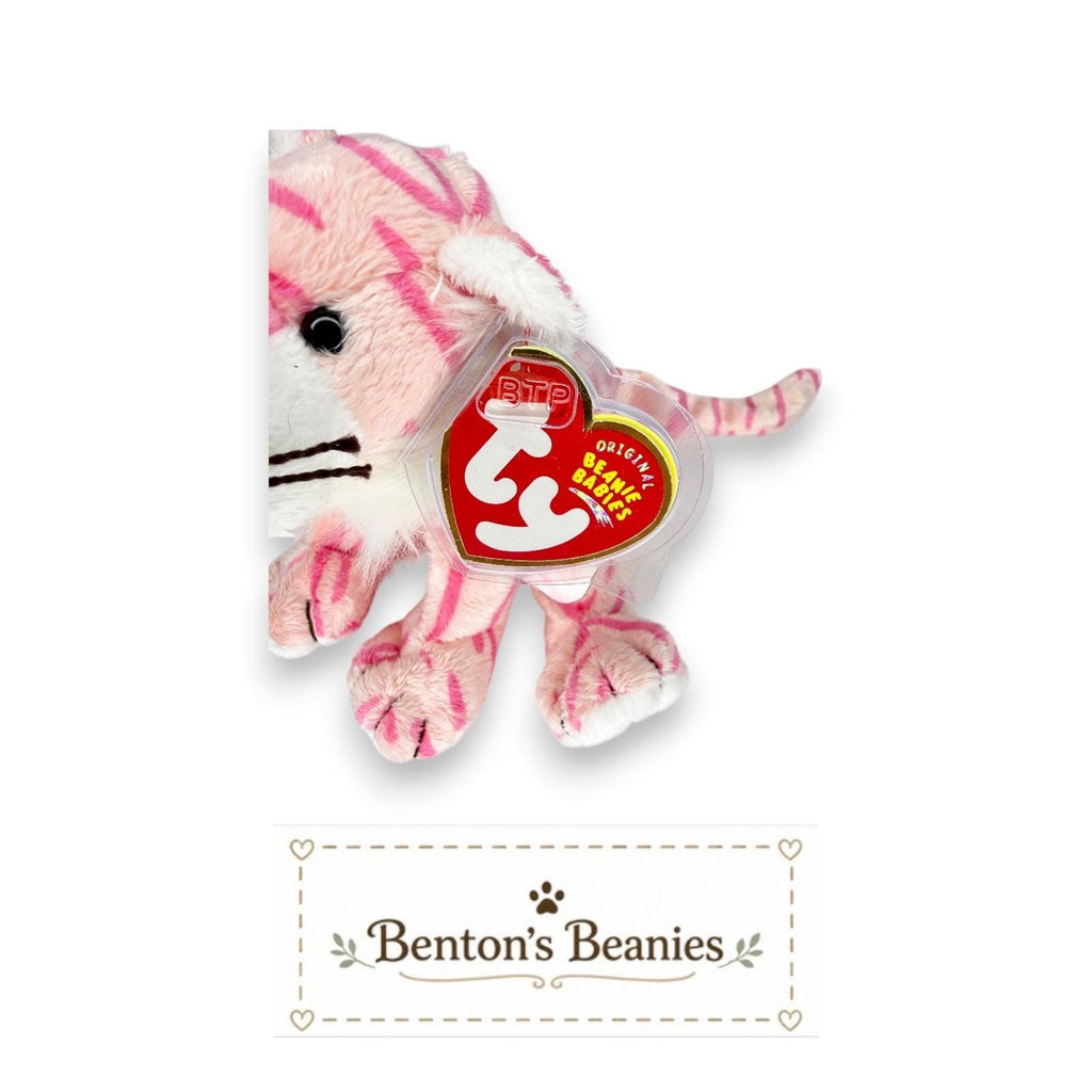 Mystique the Tiger Ty Beanie Baby | Pink Jungle Gem | Near Mint Heart Tag