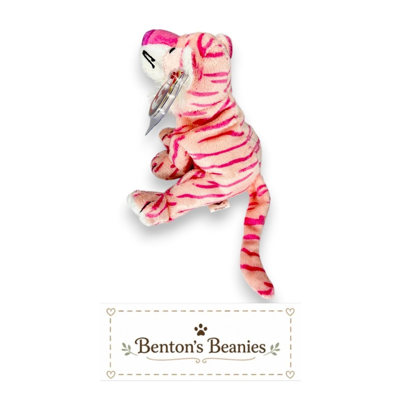 Mystique the Tiger Ty Beanie Baby | Pink Jungle Gem | Near Mint Heart Tag