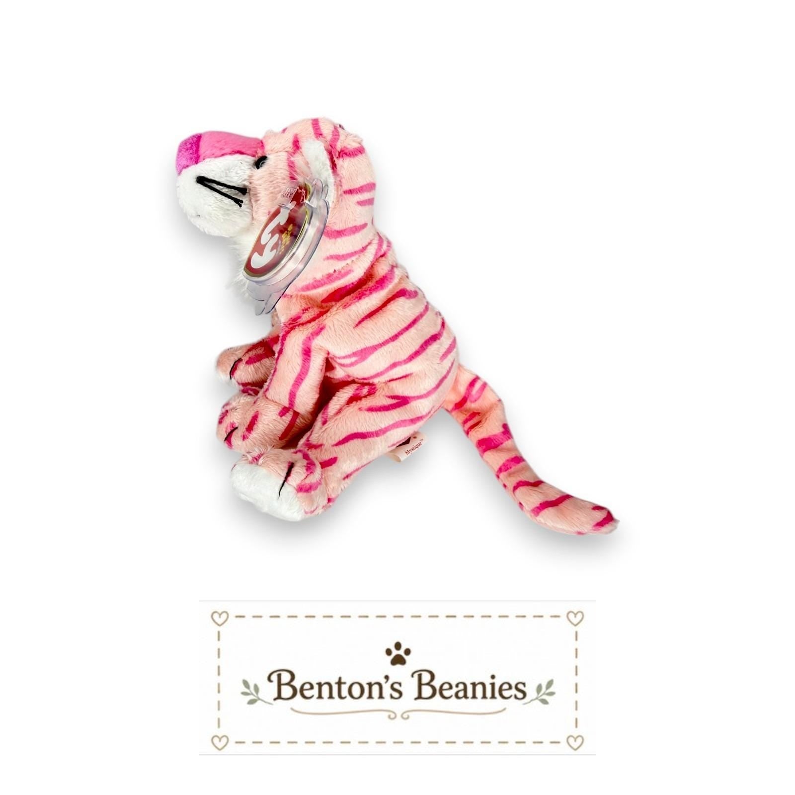 Mystique the Tiger Ty Beanie Baby | Pink Jungle Gem | Near Mint Heart Tag