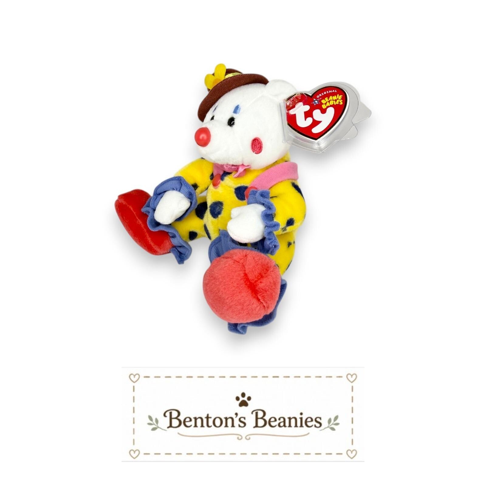 Juggles the Clown Ty Beanie Baby | Carnival Cutie | Mint Heart Tag