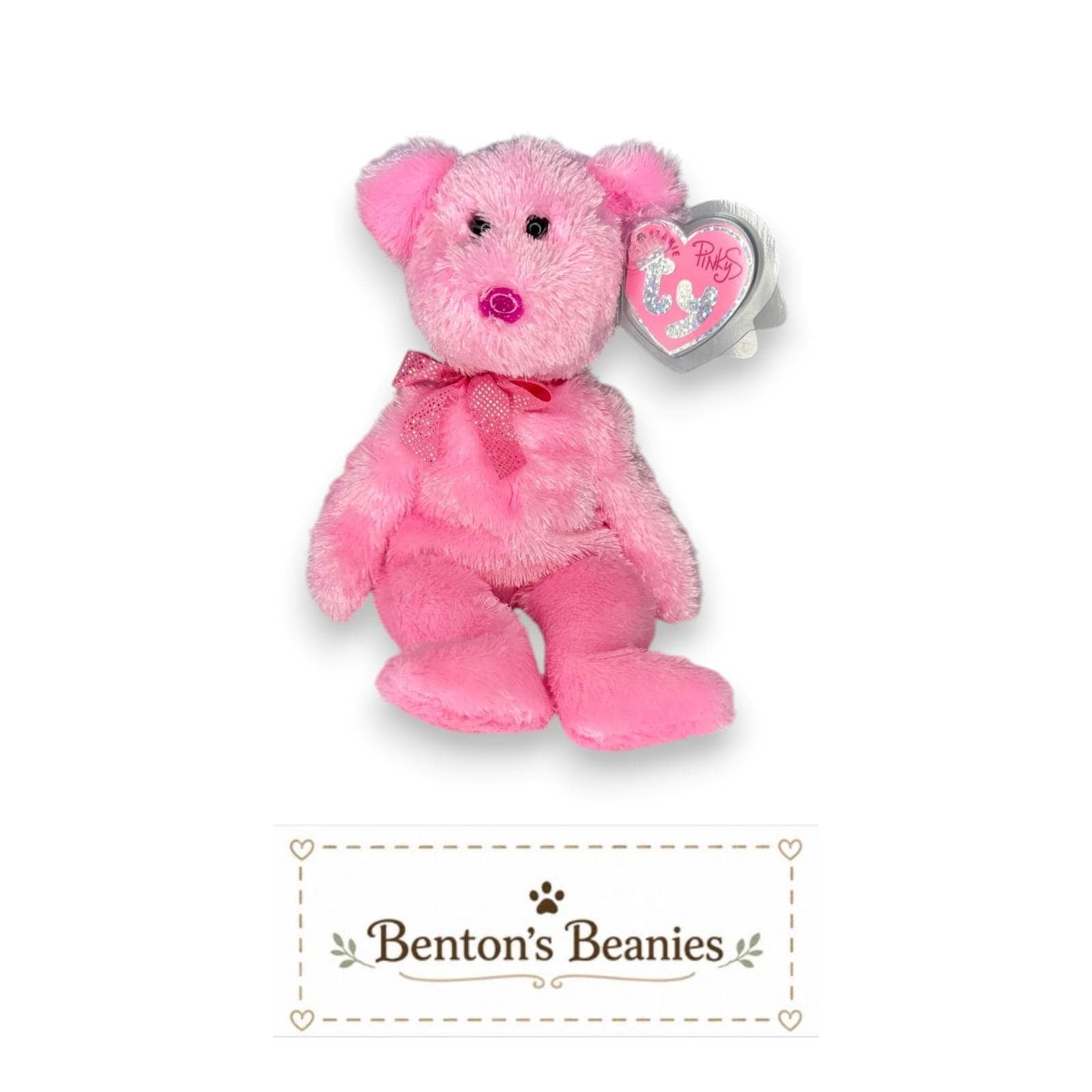 Dazzler the Bear Ty Pinkys Beanie | Rosy Ribbon Sweetheart | Mint Heart Tag