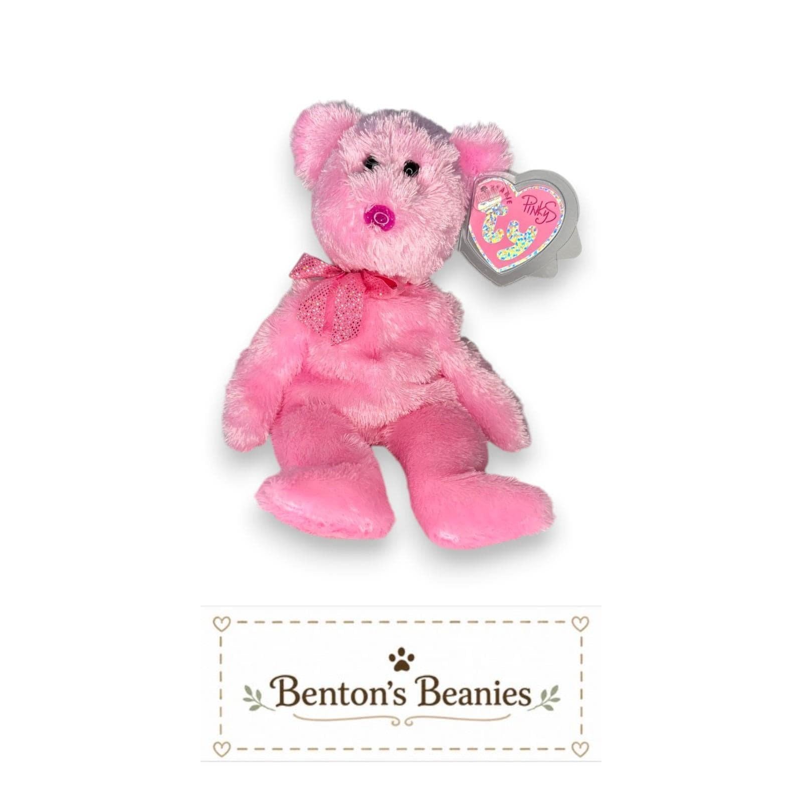 Dazzler the Bear Ty Pinkys Beanie | Rosy Ribbon Sweetheart | Mint Heart Tag