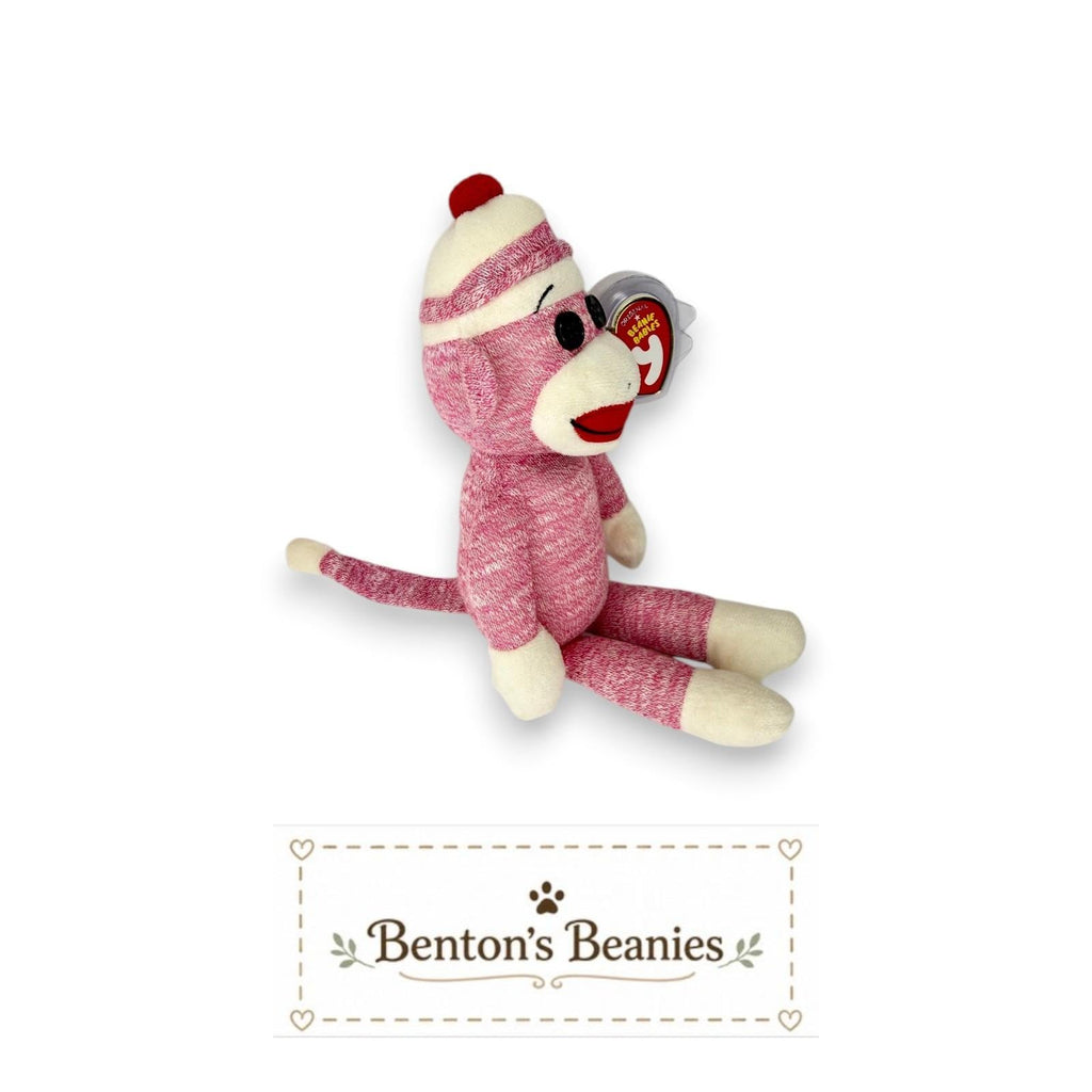 Socks the Sock Monkey Ty Beanie Baby | Classic Sock Pal | Mint Heart Tag