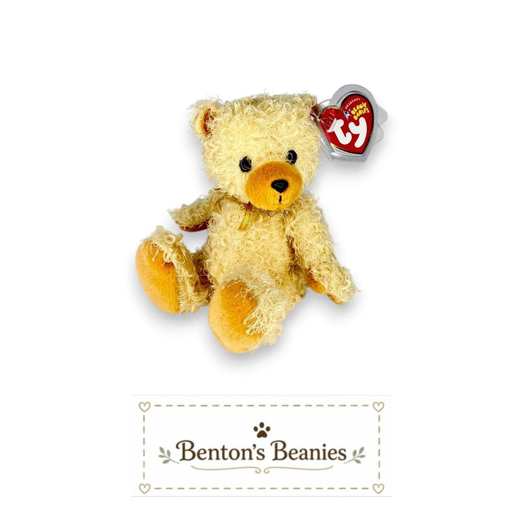 Curls the Bear Ty Beanie Baby | Shaggy Teddy Charm | Mint Heart Tag