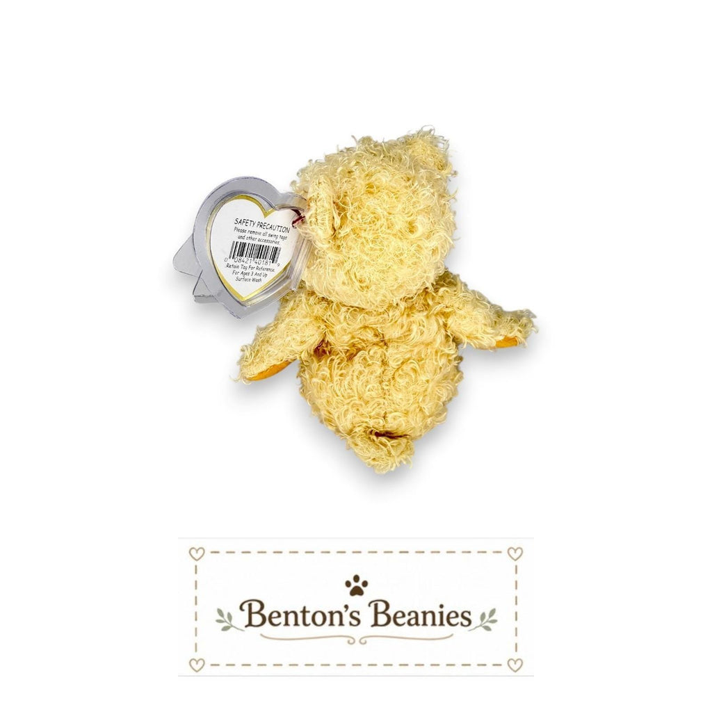 Curls the Bear Ty Beanie Baby | Shaggy Teddy Charm | Mint Heart Tag