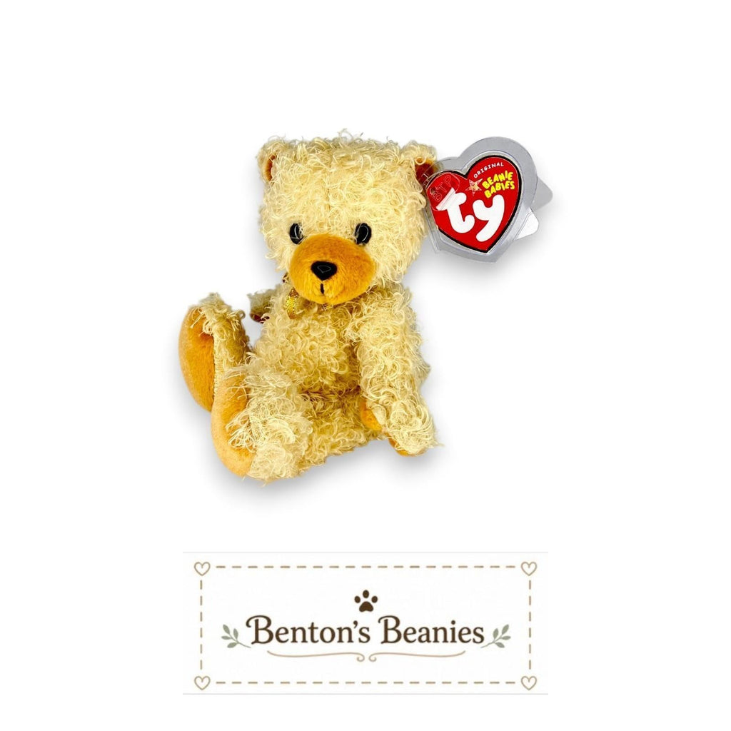 Curls the Bear Ty Beanie Baby | Shaggy Teddy Charm | Mint Heart Tag