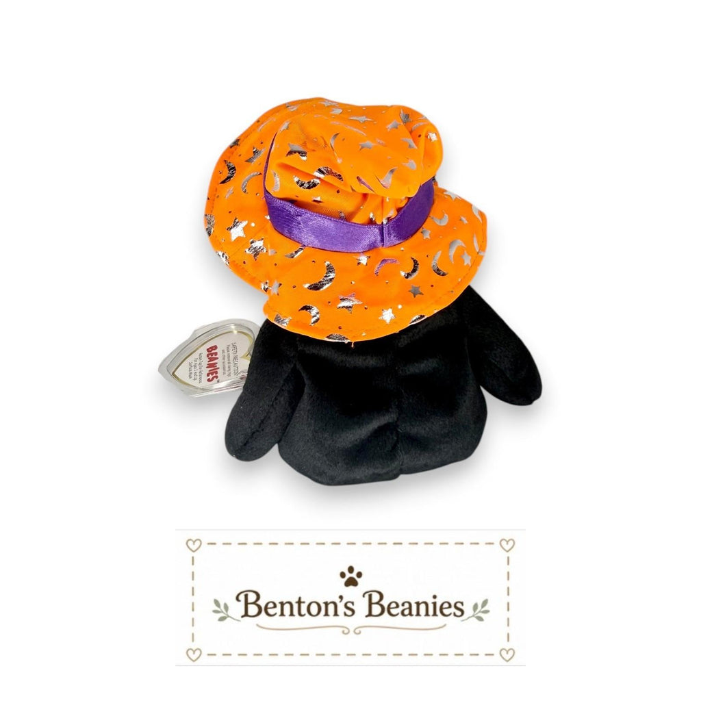 Pocus the Bear Ty Beanie Baby | Neon Halloween Witch | Mint Heart Tag