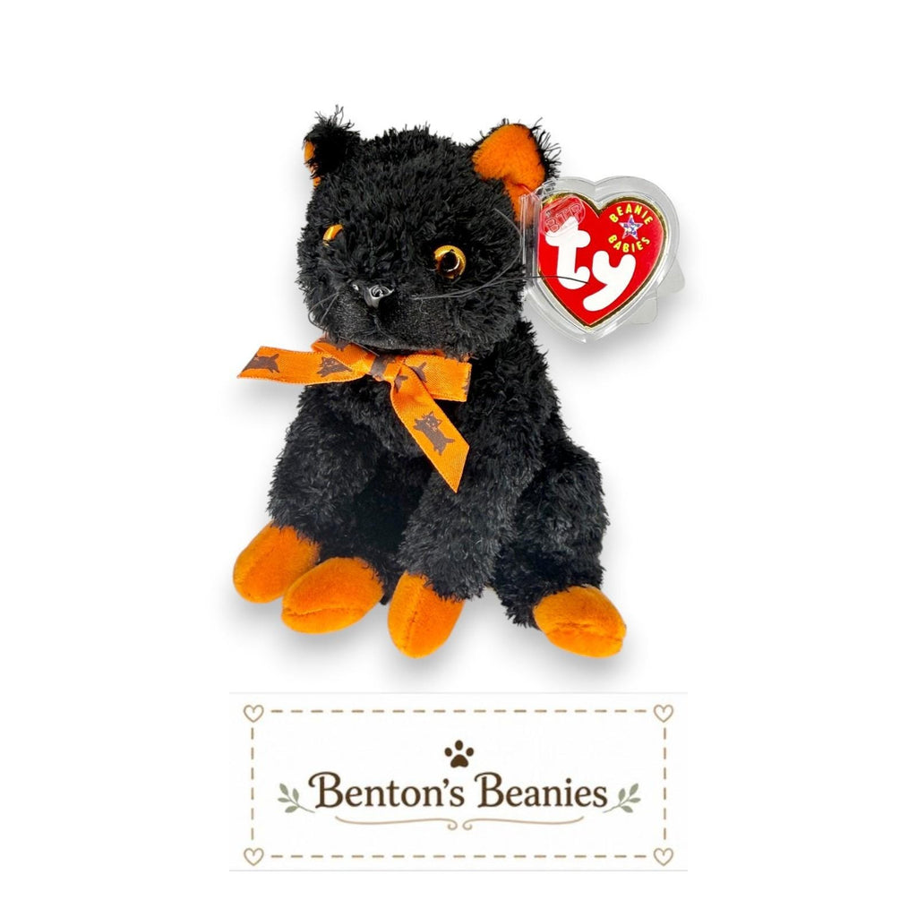 Fraidy the Cat Ty Beanie Baby | Halloween Kitty | Mint Heart Tag