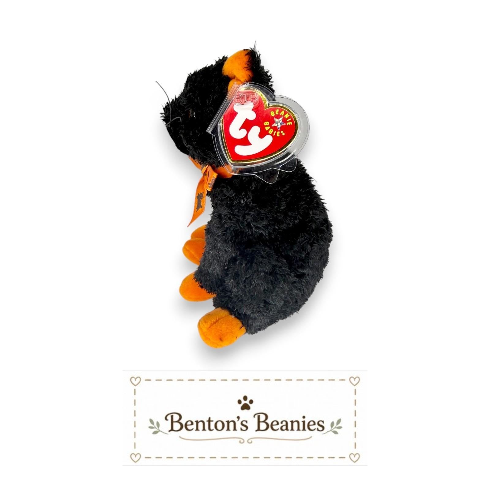 Fraidy the Cat Ty Beanie Baby | Halloween Kitty | Mint Heart Tag