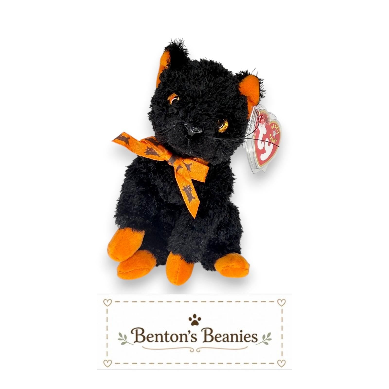 Fraidy the Cat Ty Beanie Baby | Halloween Kitty | Mint Heart Tag