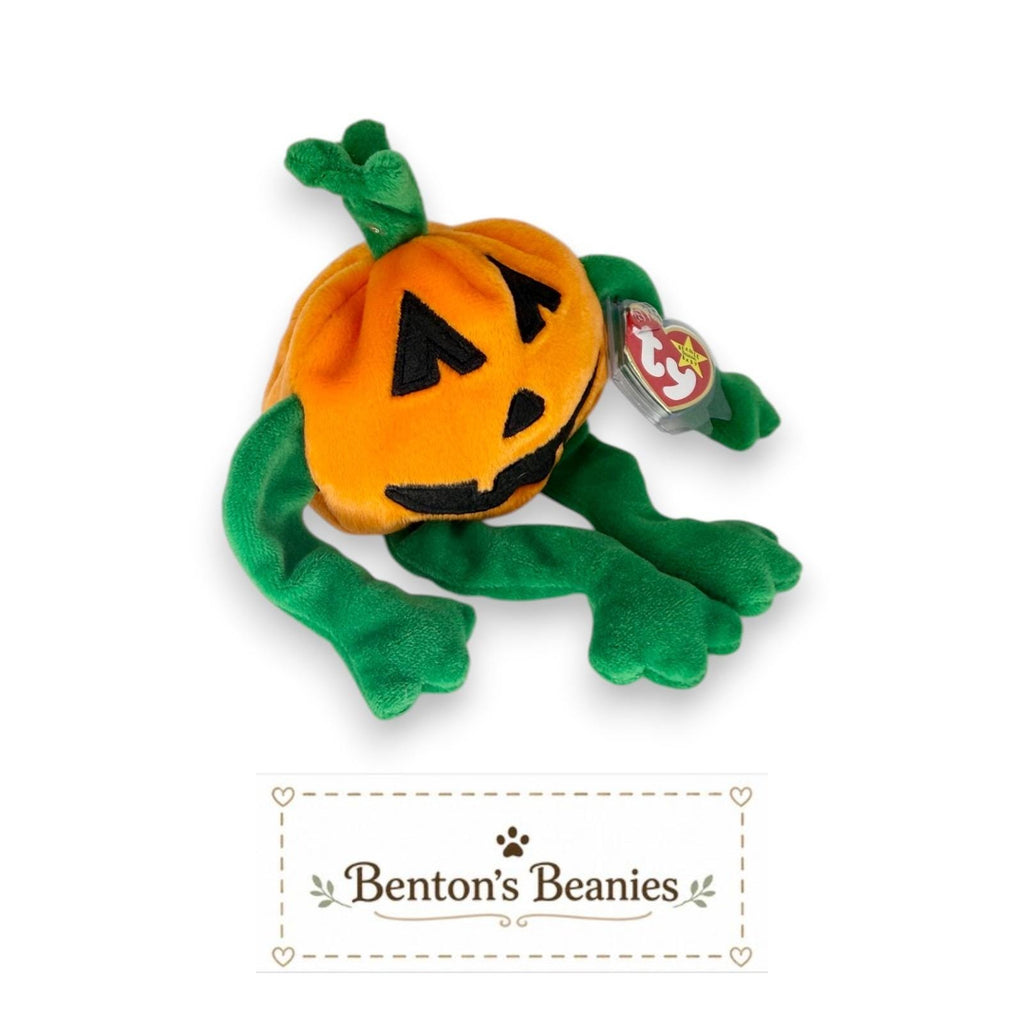 Pumkin the Pumpkin Ty Beanie Baby | Jack-O'-Lantern Pal | Mint Heart Tag