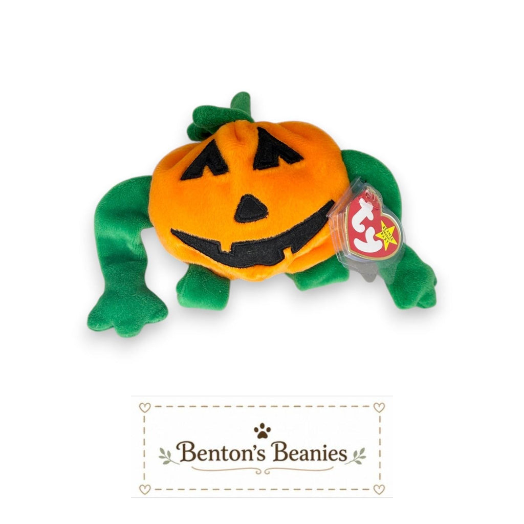 Pumkin the Pumpkin Ty Beanie Baby | Jack-O'-Lantern Pal | Mint Heart Tag