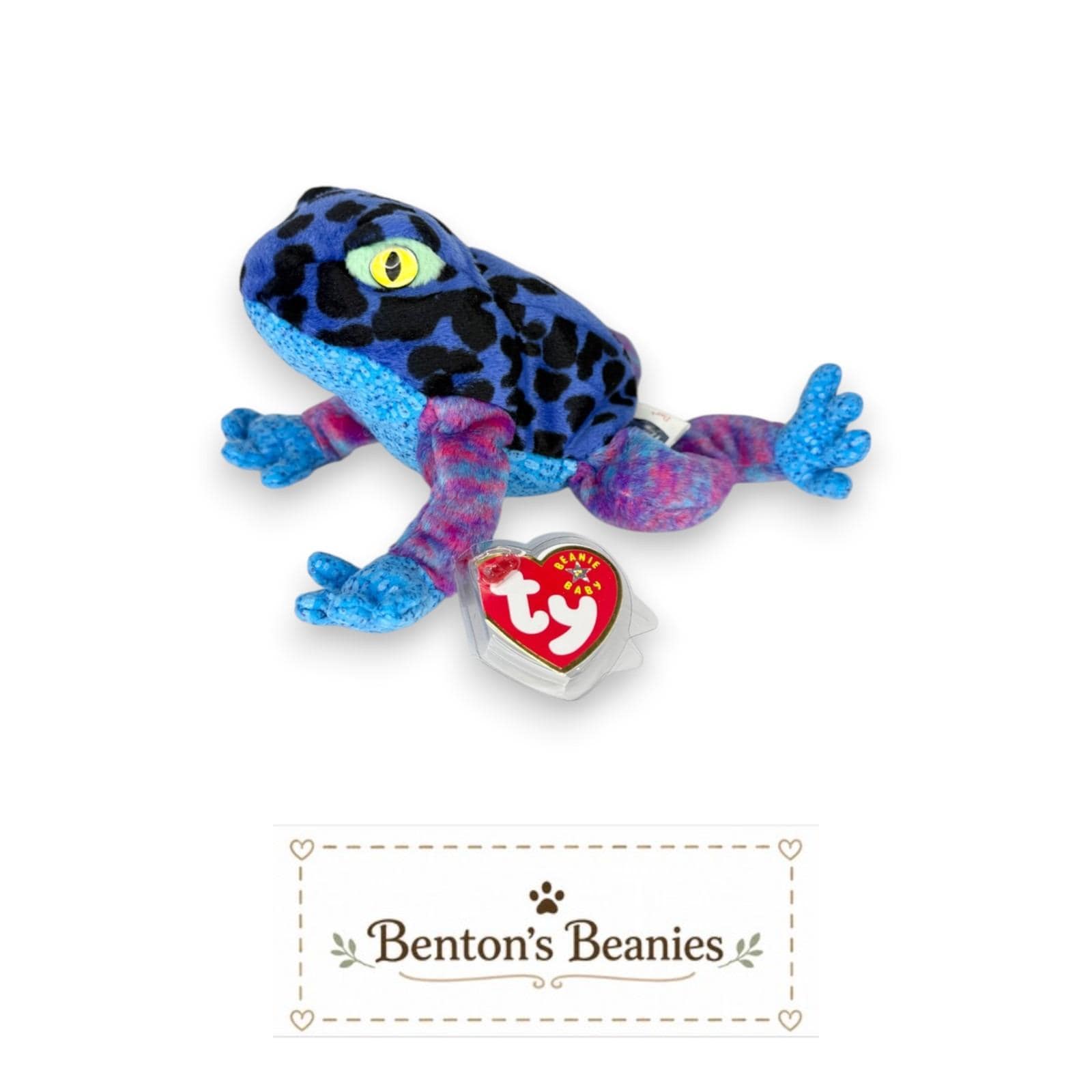 Dart the Frog Ty Beanie Baby | Bright Jingle Jumper | Mint Heart Tag
