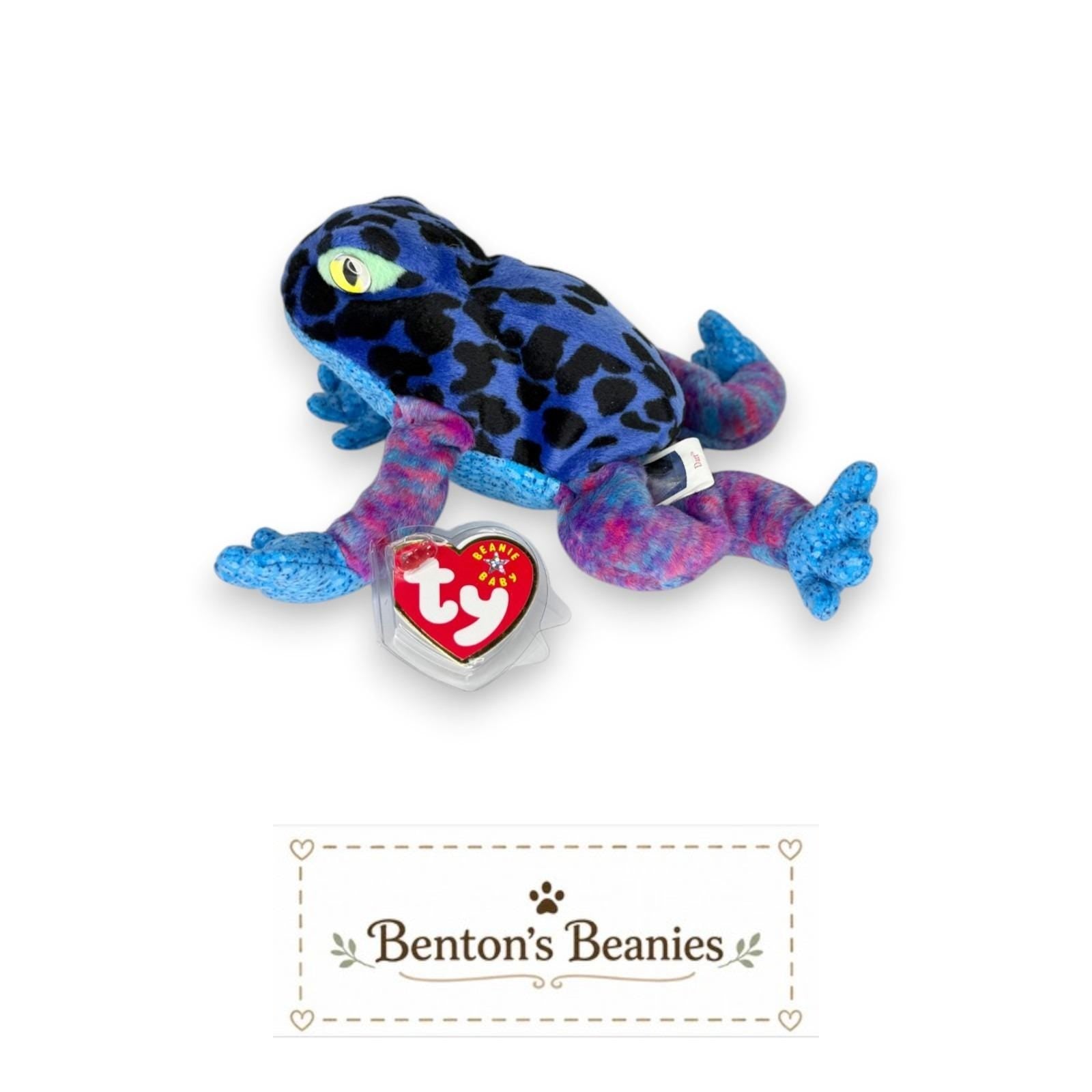 Dart the Frog Ty Beanie Baby | Bright Jingle Jumper | Mint Heart Tag